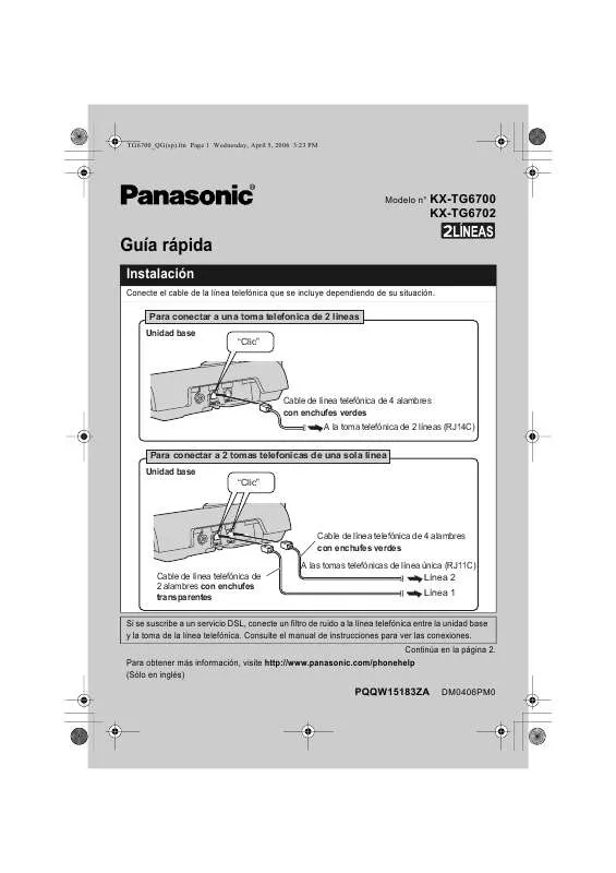Mode d'emploi PANASONIC KX-TG6700