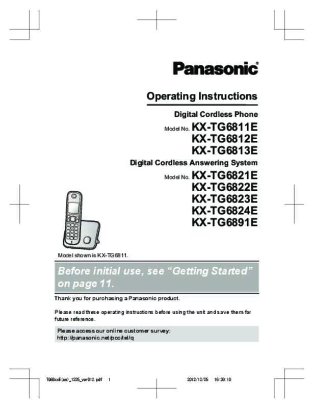 Mode d'emploi PANASONIC KXTG6812E