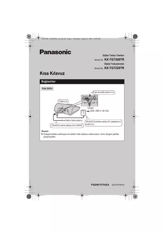 Mode d'emploi PANASONIC KXTG7200TR