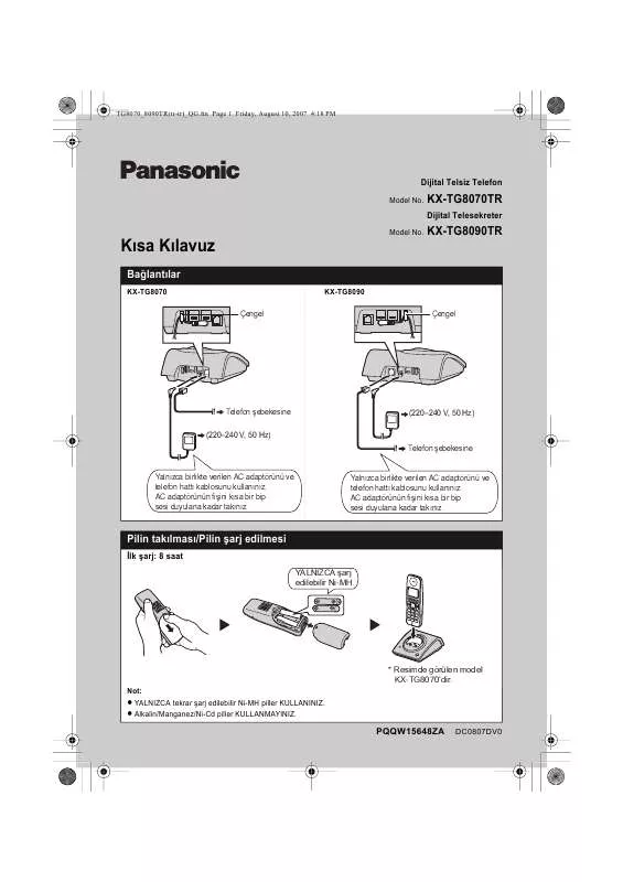 Mode d'emploi PANASONIC KXTG8070TR