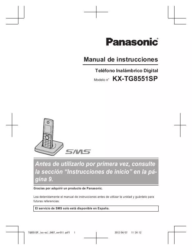 Mode d'emploi PANASONIC KX-TG8551SP