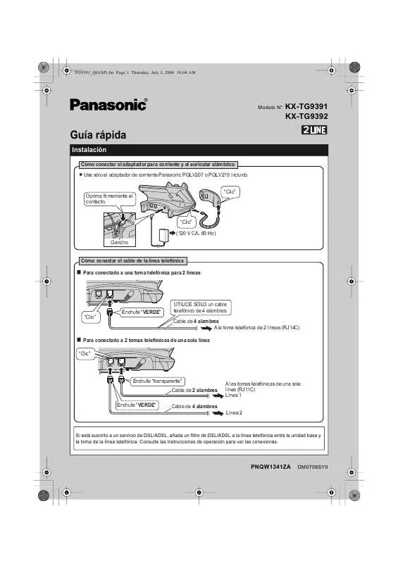 Mode d'emploi PANASONIC KX-TG9391
