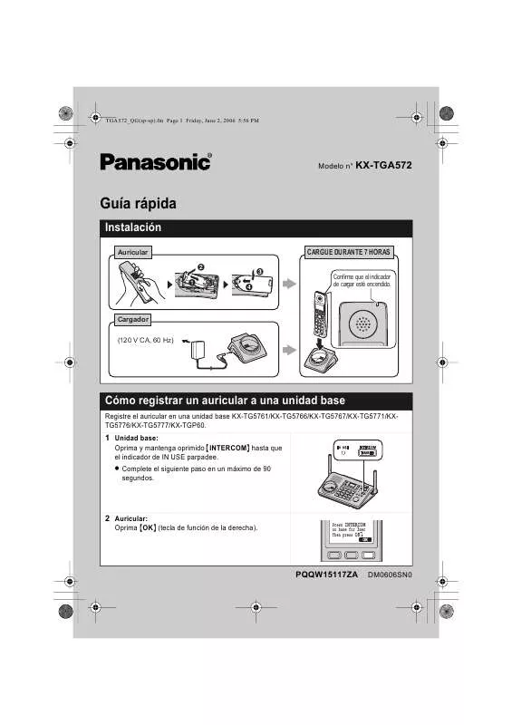 Mode d'emploi PANASONIC KX-TGA572