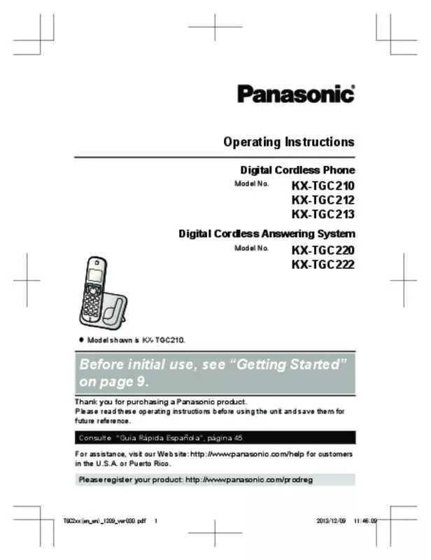 Mode d'emploi PANASONIC KX-TGC210