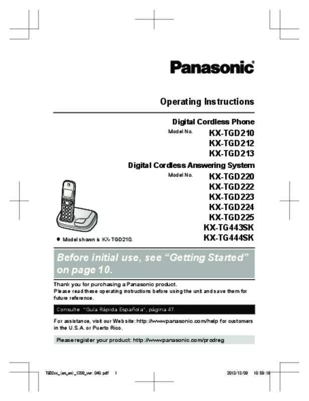 Mode d'emploi PANASONIC KX-TGD222