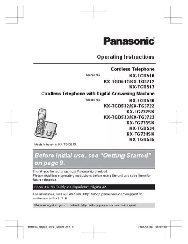 Mode d'emploi PANASONIC KX-TGD532