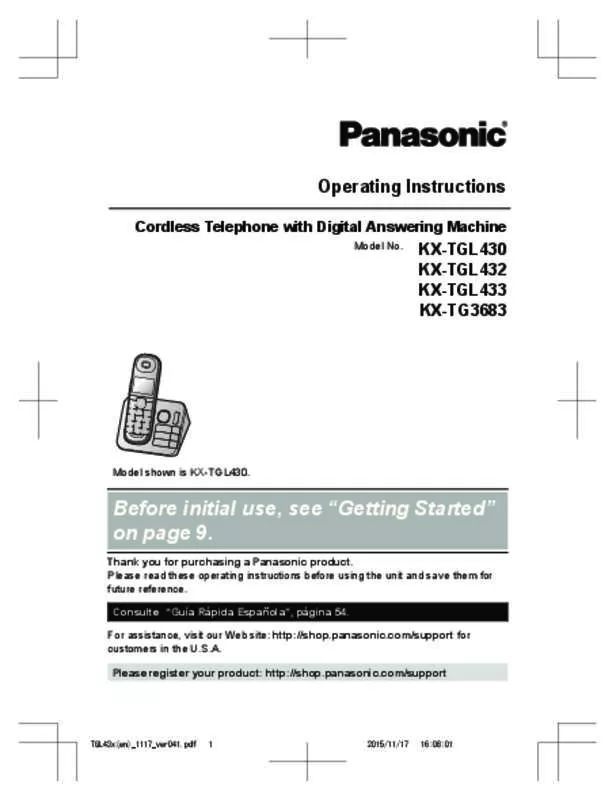 Mode d'emploi PANASONIC KX-TGL430
