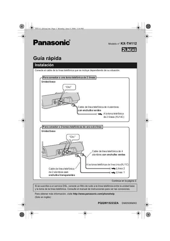 Mode d'emploi PANASONIC KX-TH112