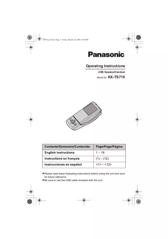 Mode d'emploi PANASONIC KX-TS710