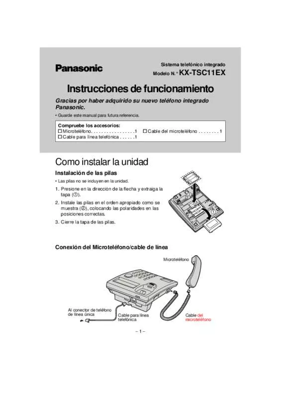 Mode d'emploi PANASONIC KX-TSC-11EX
