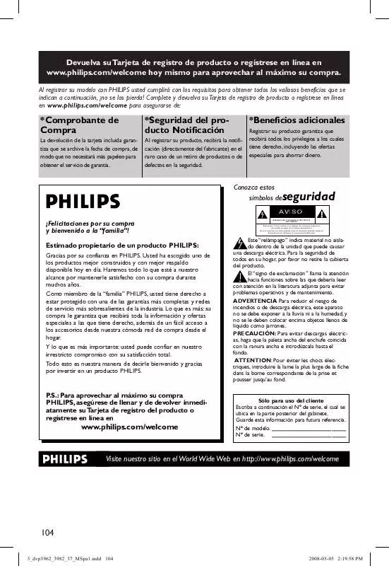 Mode d'emploi PHILIPS DVP3982