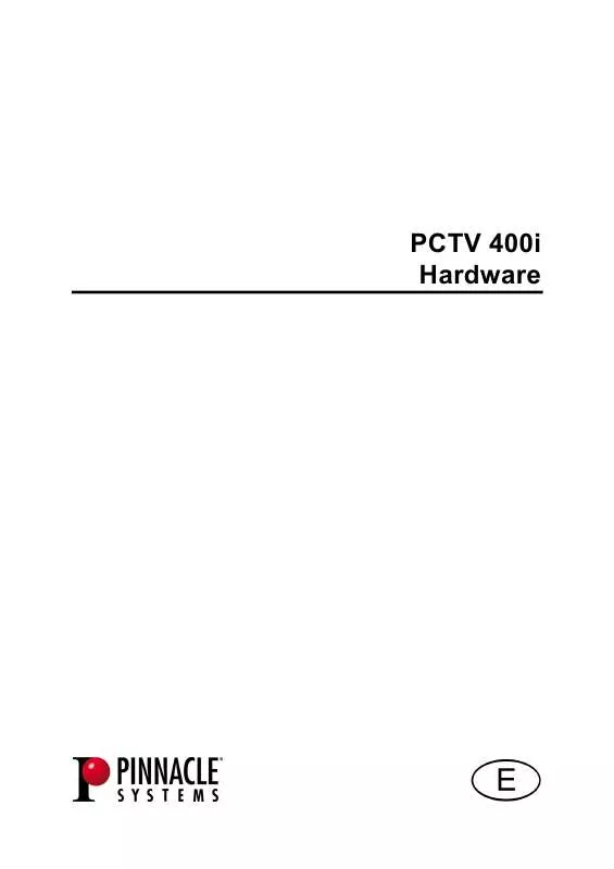 Mode d'emploi PINNACLE PCTV 400I