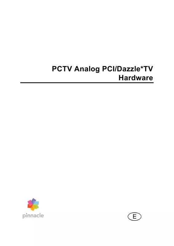 Mode d'emploi PINNACLE PCTV 40I