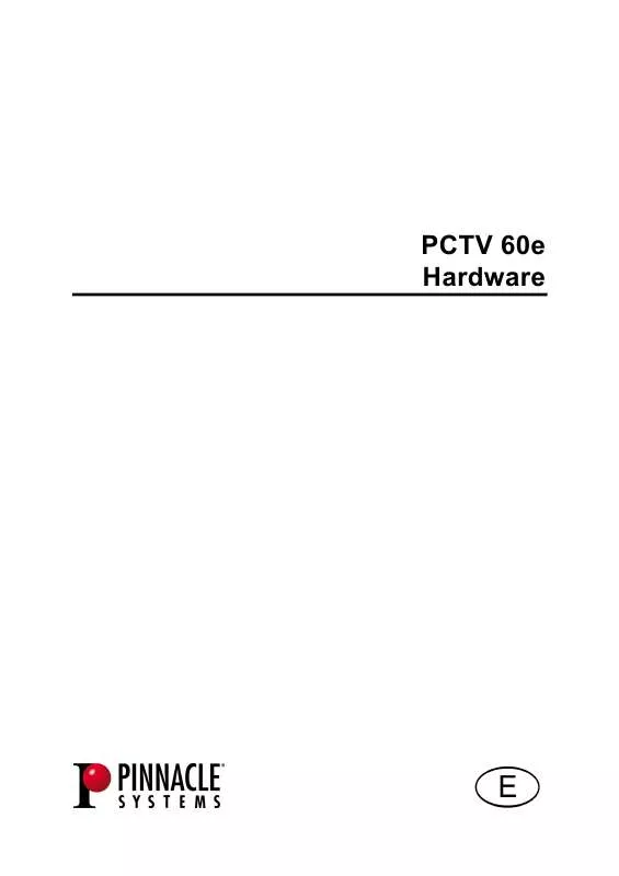 Mode d'emploi PINNACLE PCTV 60E