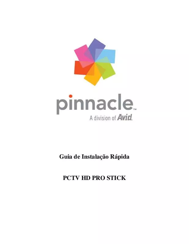 Mode d'emploi PINNACLE PCTV HD PRO STICK