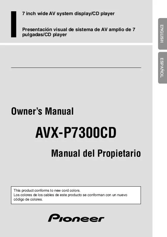 Mode d'emploi PIONEER AVX-P7300CD