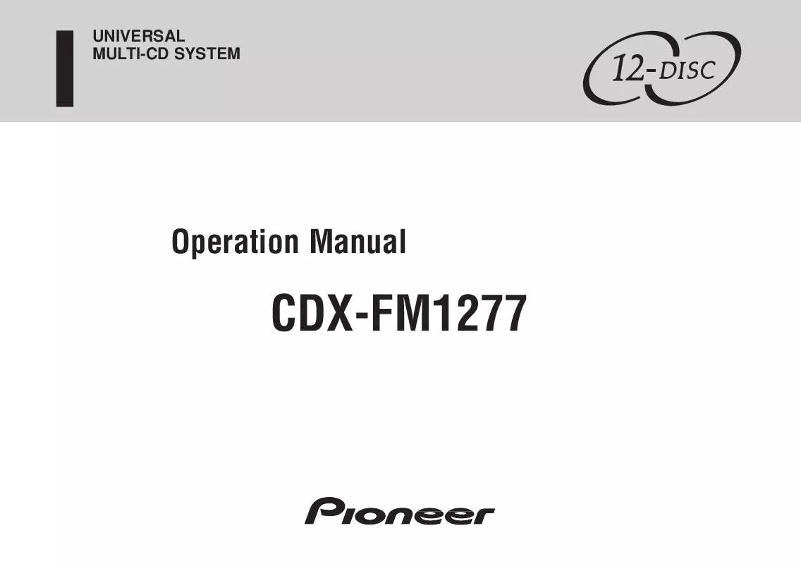 Mode d'emploi PIONEER CDX-FM1277