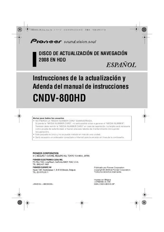 Mode d'emploi PIONEER CNDV-800HD