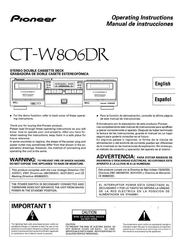 Mode d'emploi PIONEER CT-W806DR