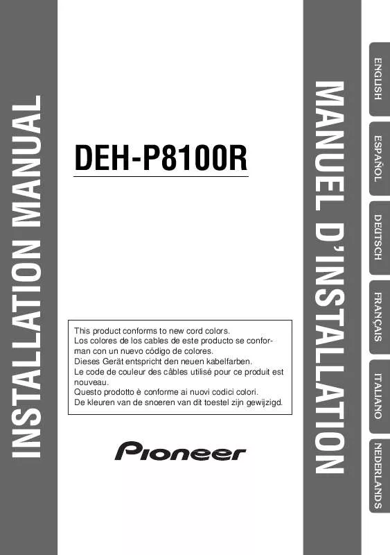 Mode d'emploi PIONEER DEH-P8100R