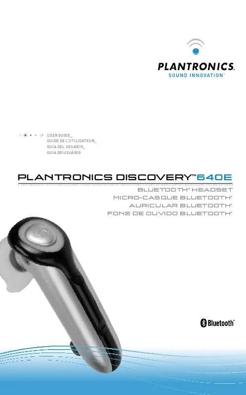Mode d'emploi PLANTRONICS DISCOVERY 640E