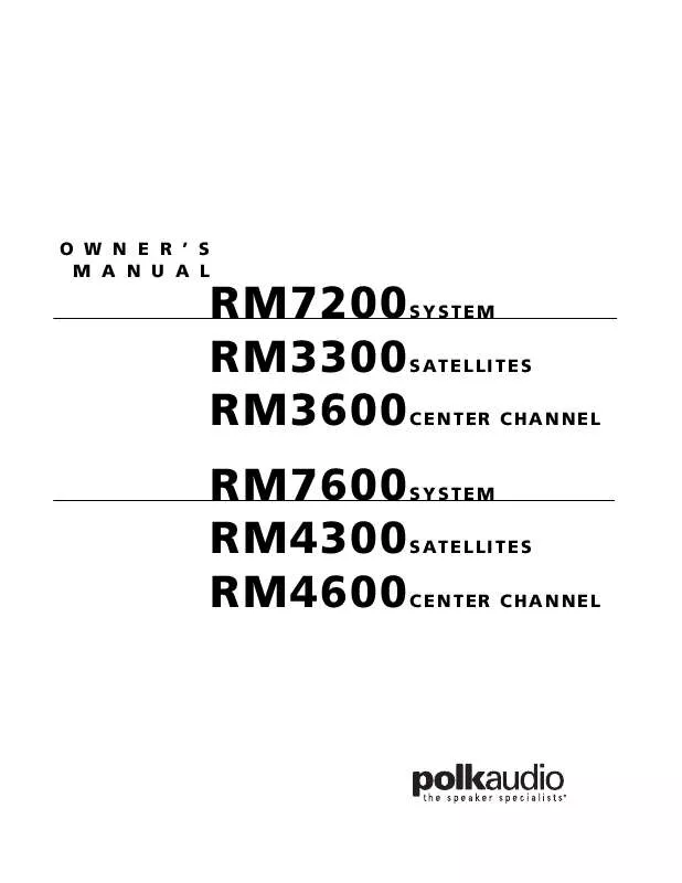 Mode d'emploi POLK AUDIO RM4600