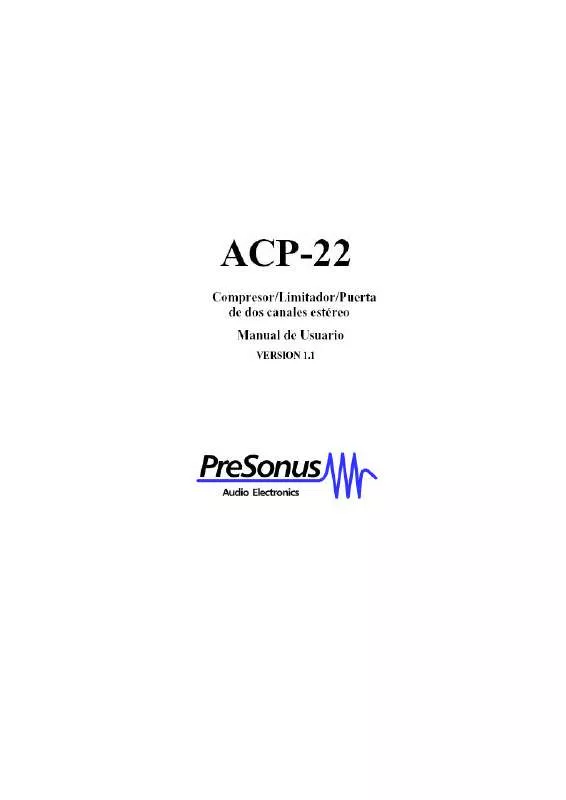 Mode d'emploi PRESONUS ACP-22