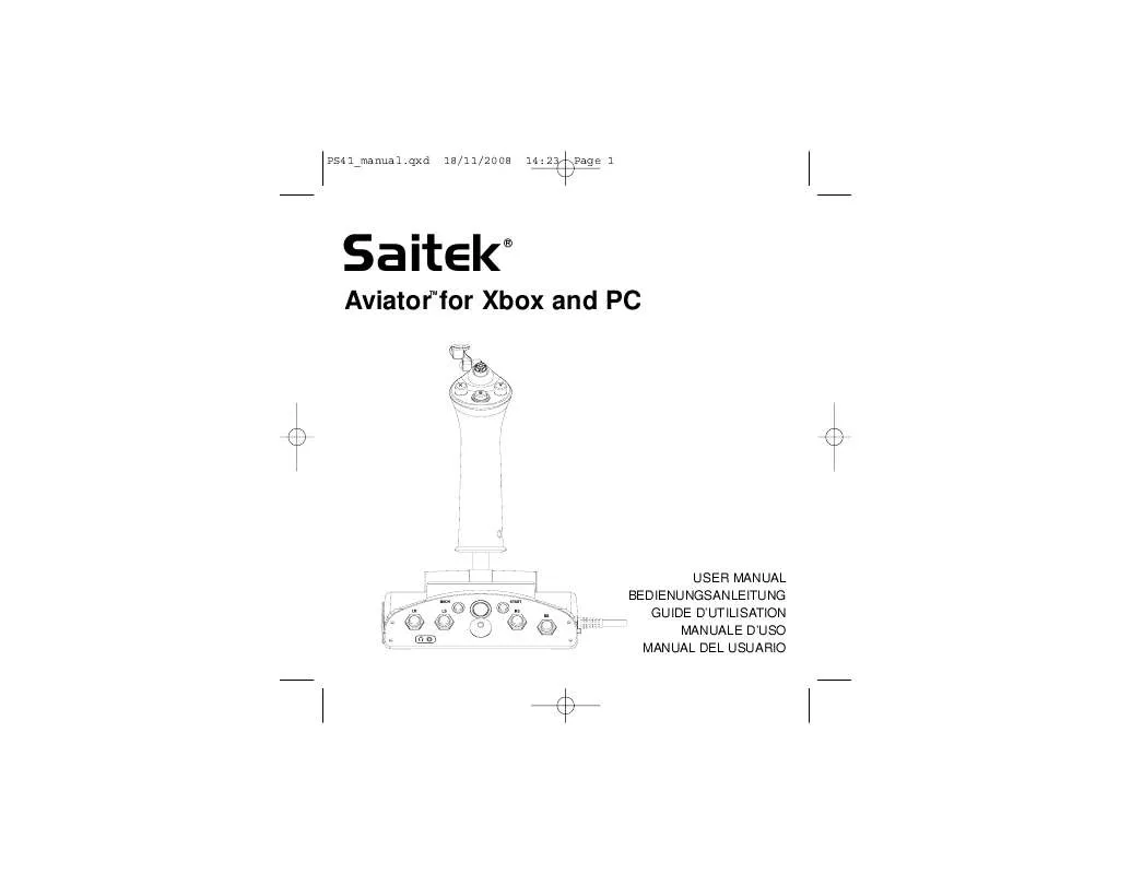 Mode d'emploi SAITEK AVIATOR XBOX360PC