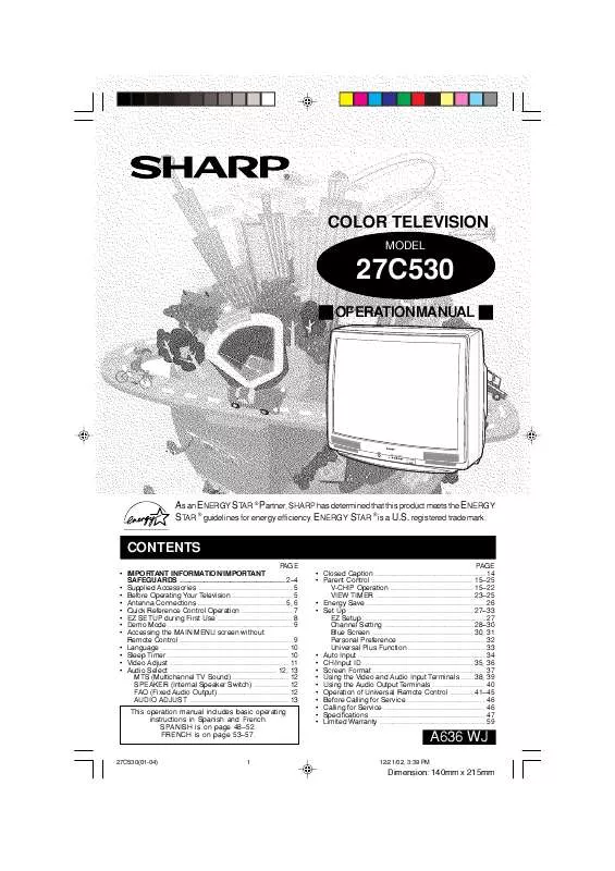 Mode d'emploi SHARP 27C530