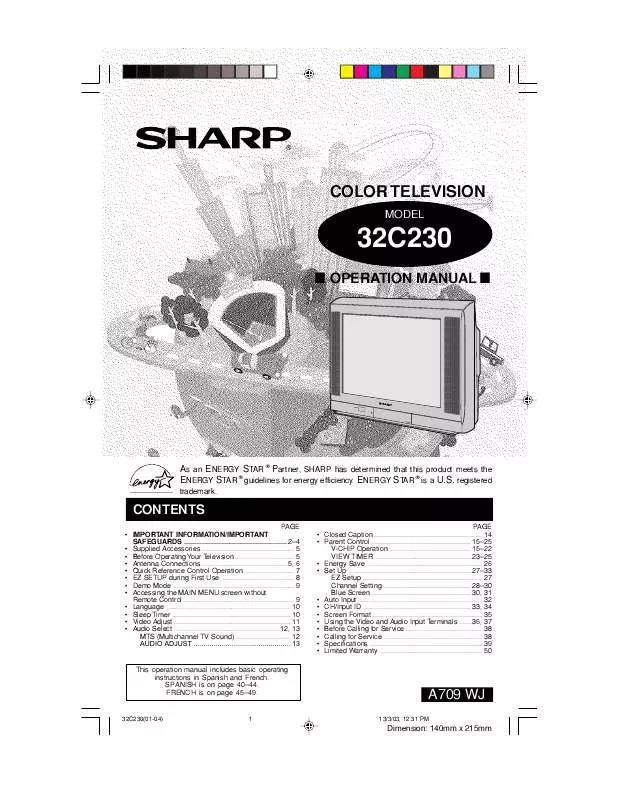 Mode d'emploi SHARP 32C230