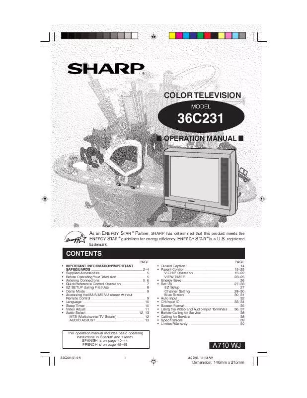 Mode d'emploi SHARP 36C231