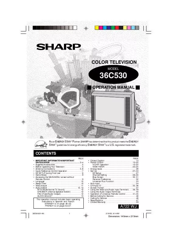 Mode d'emploi SHARP 36C530