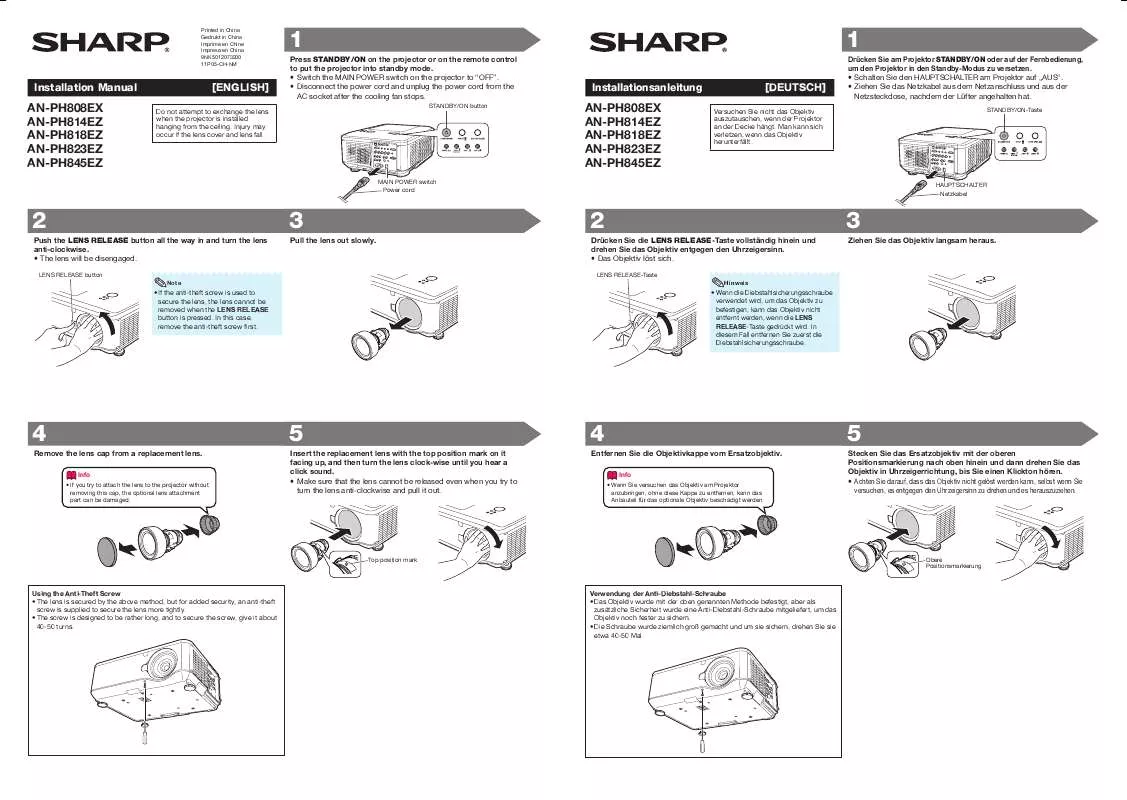 Mode d'emploi SHARP AN-PH808EX