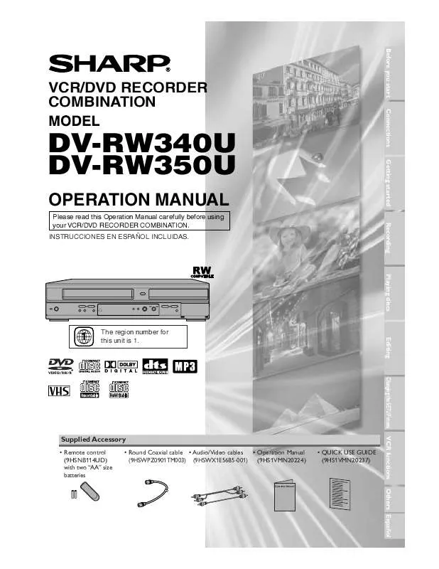 Mode d'emploi SHARP DV-RW340U