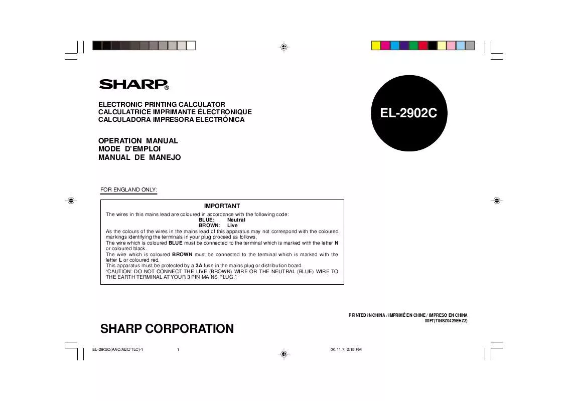 Mode d'emploi SHARP EL-2902C