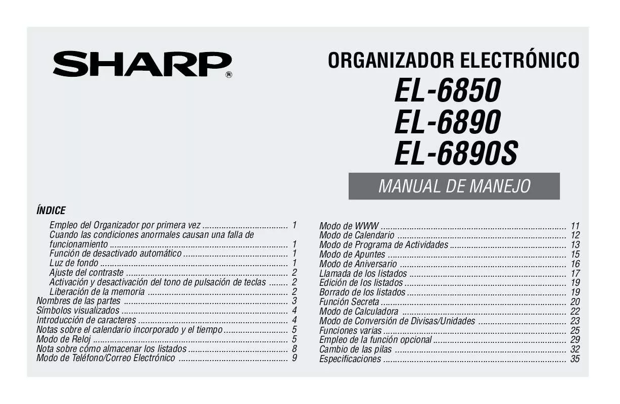 Mode d'emploi SHARP EL-6850/6890/6890S