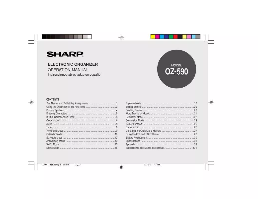 Mode d'emploi SHARP OZ-590