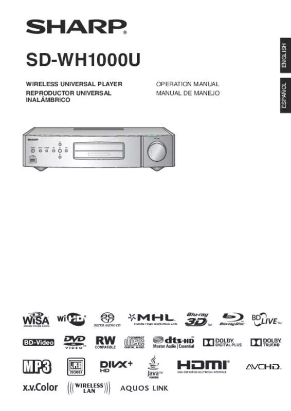 Mode d'emploi SHARP SD-WH1000U