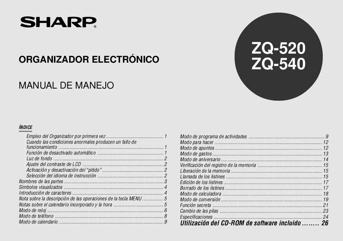 Mode d'emploi SHARP ZQ-520/540