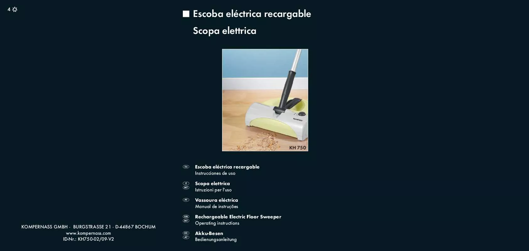 Mode d'emploi SILVERCREST KH 750 RECHARGEABLE ELECTRIC FLOOR SWEEPER