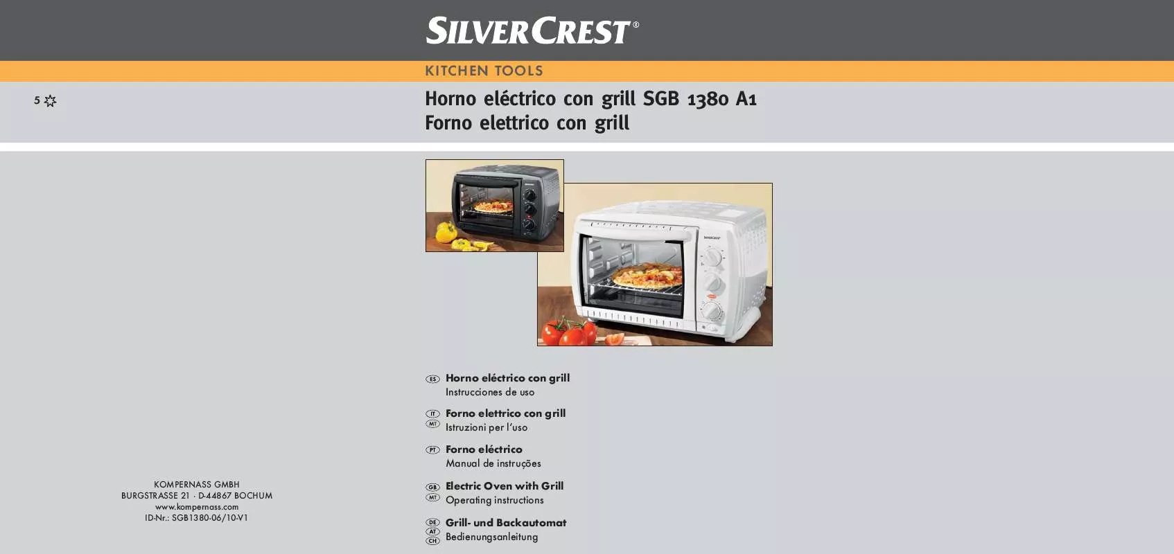 Mode d'emploi SILVERCREST SGB 1380 A1 ELECTRIC OVEN WITH GRILL