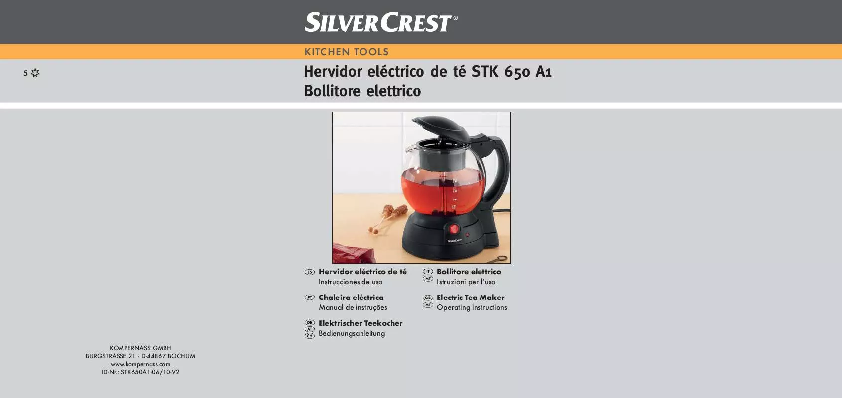 Mode d'emploi SILVERCREST STK 650 A1 ELECTRIC TEA MAKER