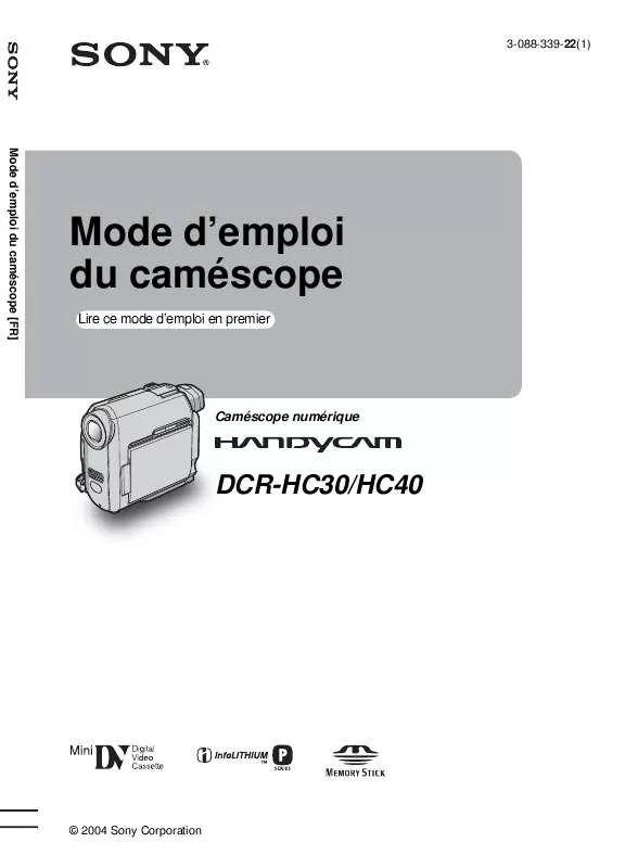 Mode d'emploi SONY DCR-HC40