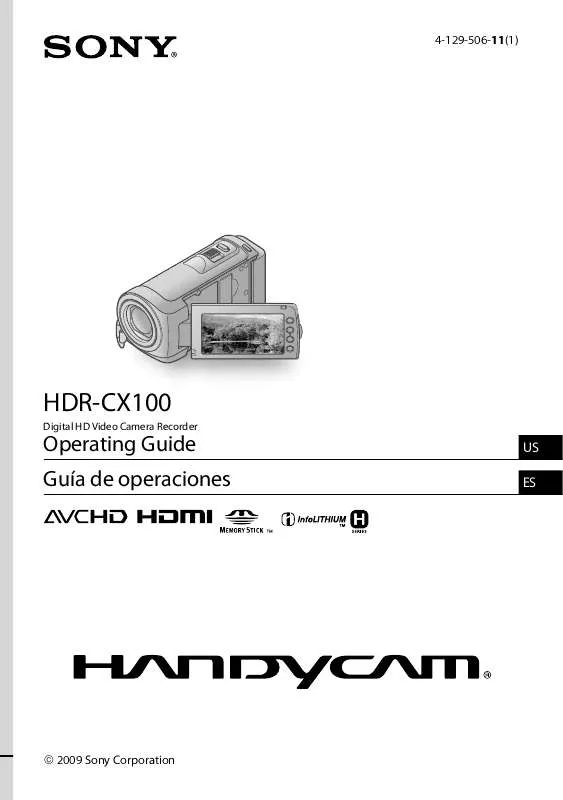 Mode d'emploi SONY HANDYCAM HDR-CX100