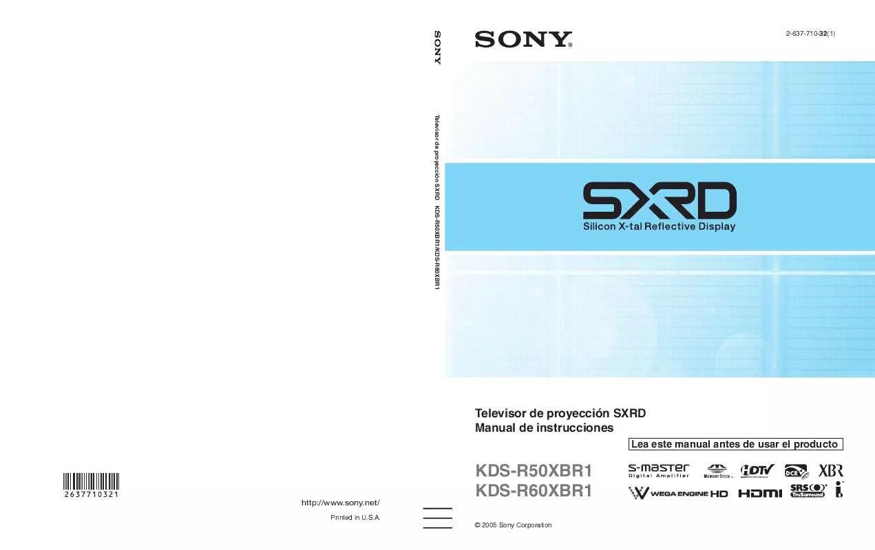 Mode d'emploi SONY KDS-R50XBR1
