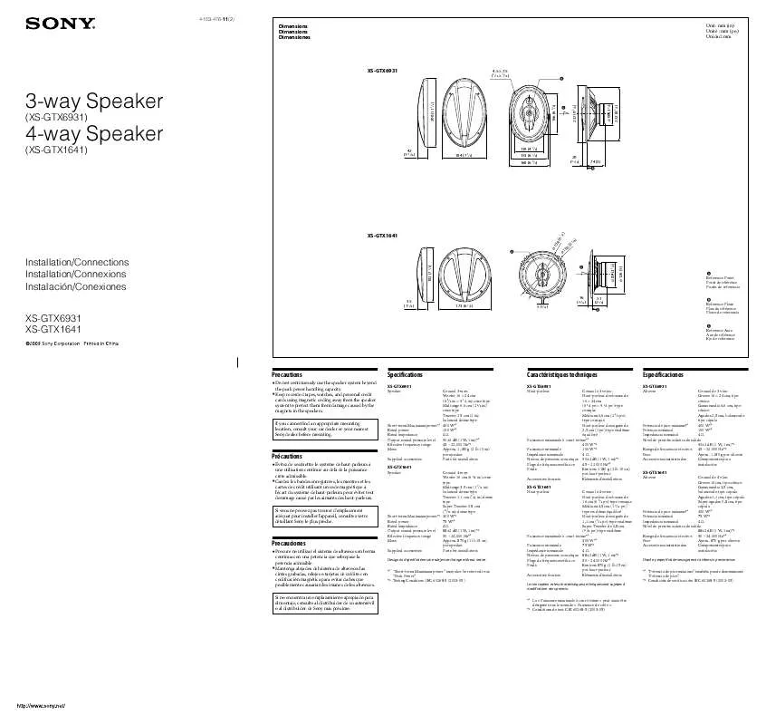 Mode d'emploi SONY XS-GTX1641
