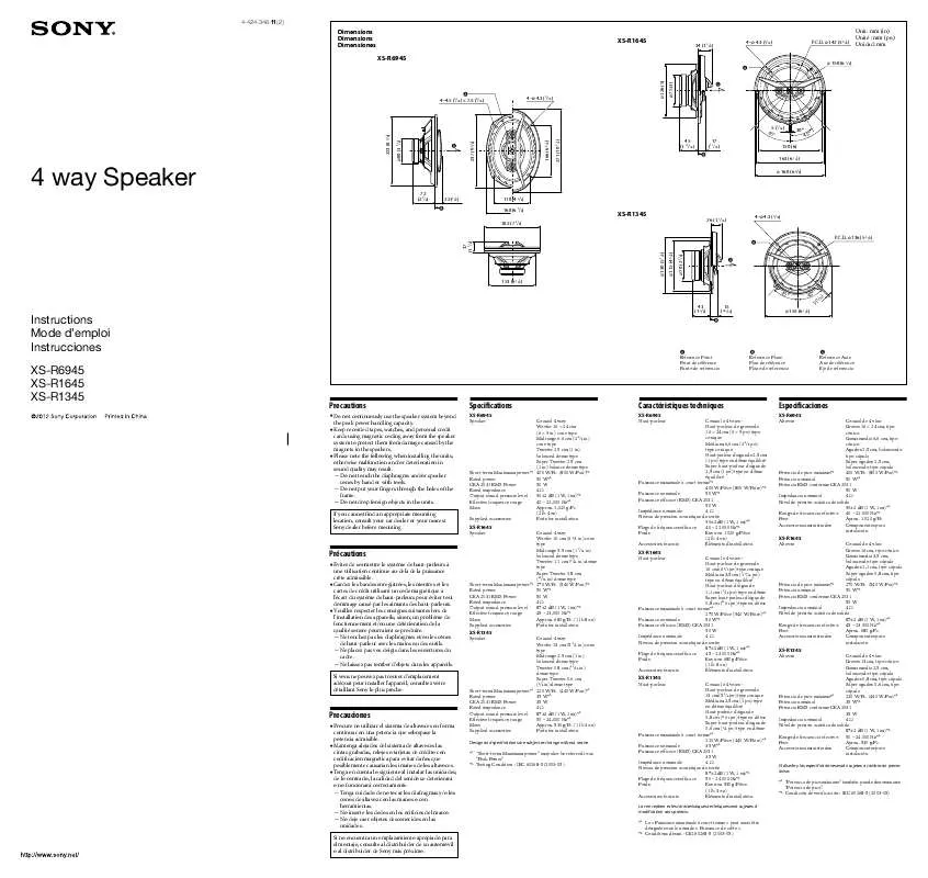 Mode d'emploi SONY XS-R1345