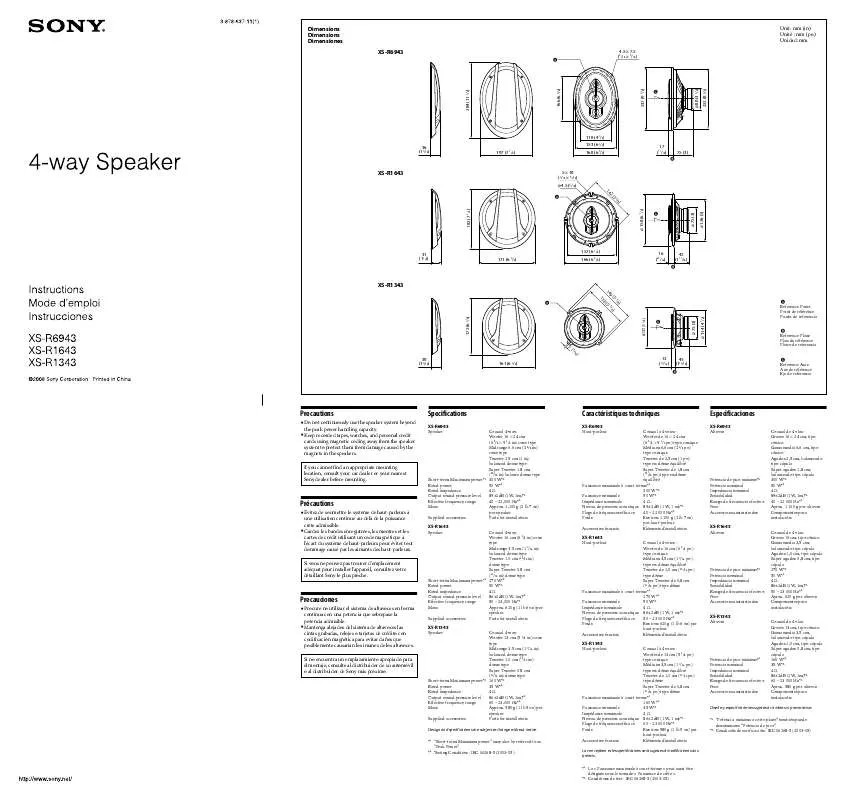 Mode d'emploi SONY XS-R1643