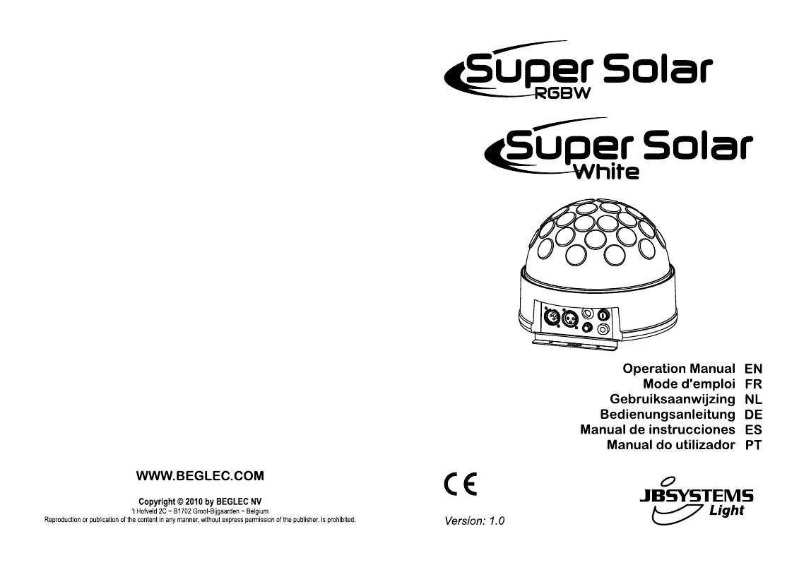 Mode d'emploi SYNQ AUDIO RESEARCH SUPER SOLAR RGBW