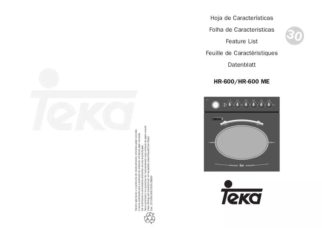 Mode d'emploi TEKA HR-600 ME